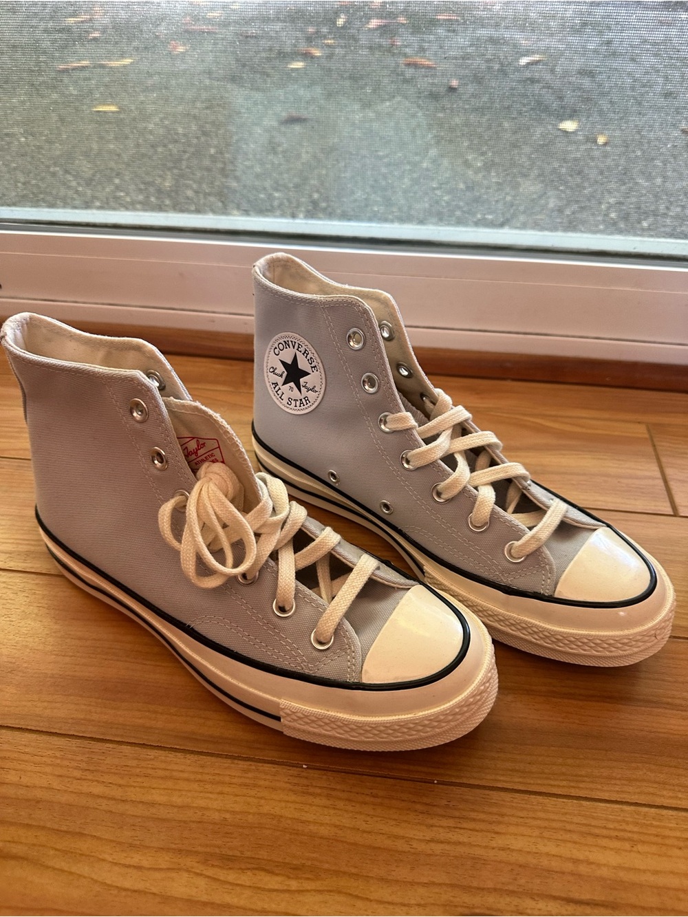 Converse High Top Sneakers in Light Gray and White - Picture 1 of 4